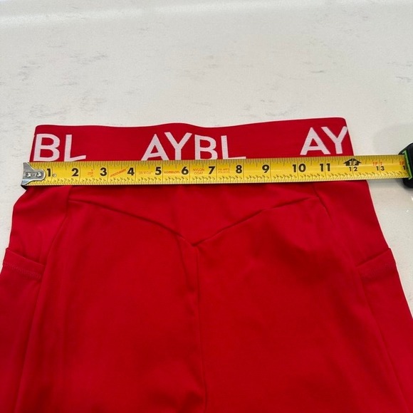 AYBL Core Shorts S Womens Red Seamless Pockets Training Compression - Picture 3 of 5